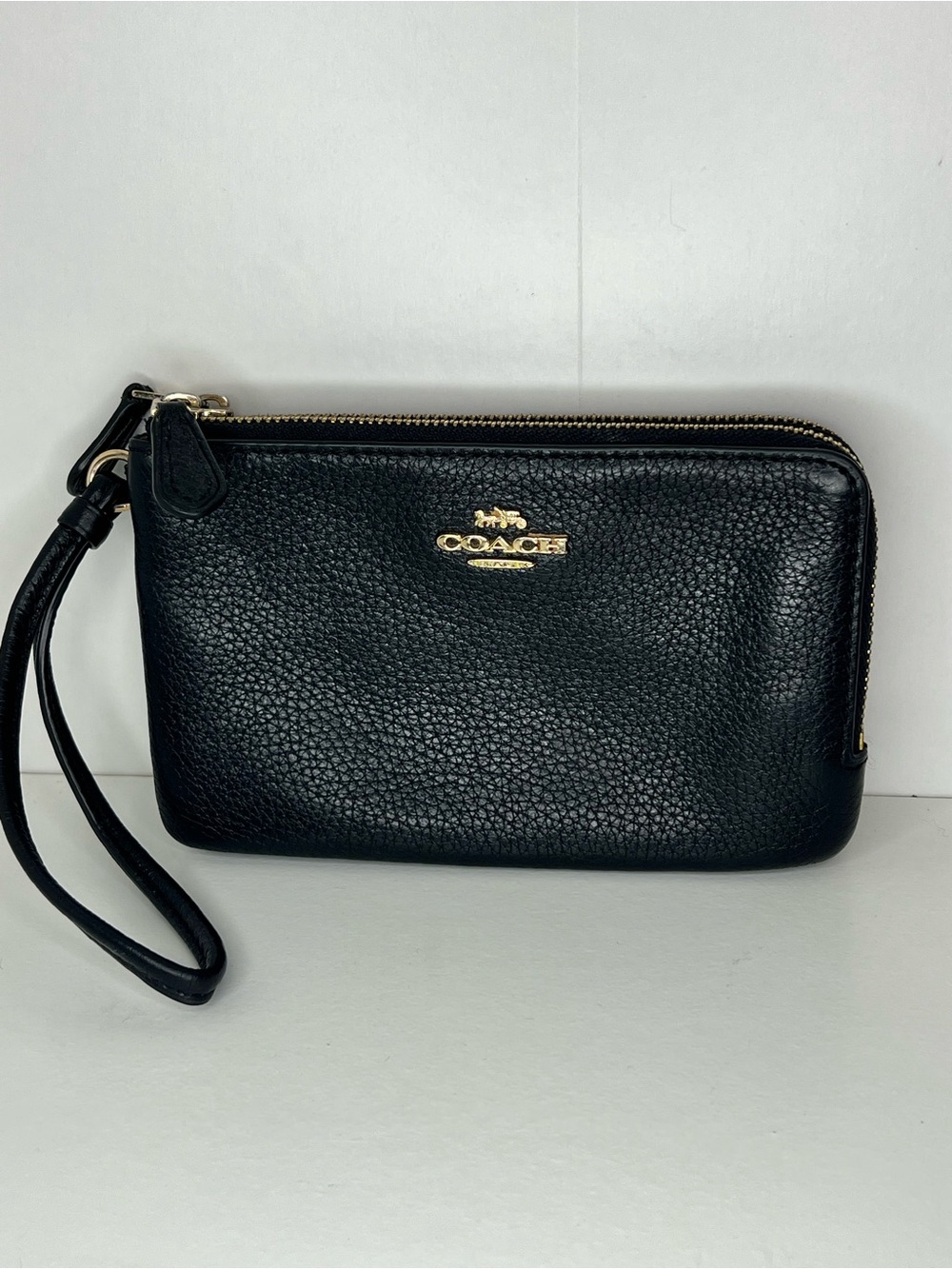 Coach Black Pebbled Leather Wristlet